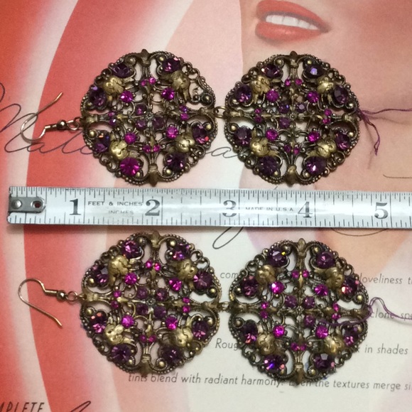 Vintage Filagree Dangle Duster Statement Earrings - Picture 6 of 8